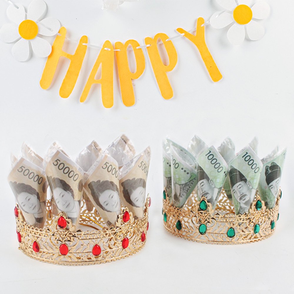 반전 용돈 생일 왕관 파티 용품 부모님 생신 축하 티아라 머리띠 어른용 아들 딸 선물 어버이날 어른 남자 플라워 모자 성인 엄빠 아빠 엄마 셀프, S99004R(루비, 1세트할인 상세 이미지 2