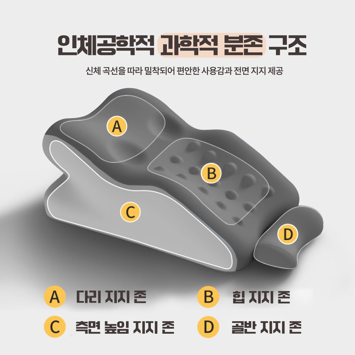HANC 다기능 침대 등받이 쿠션 다리 목편한 베개 발쿠션, 투톤 그레이 상세 이미지 2