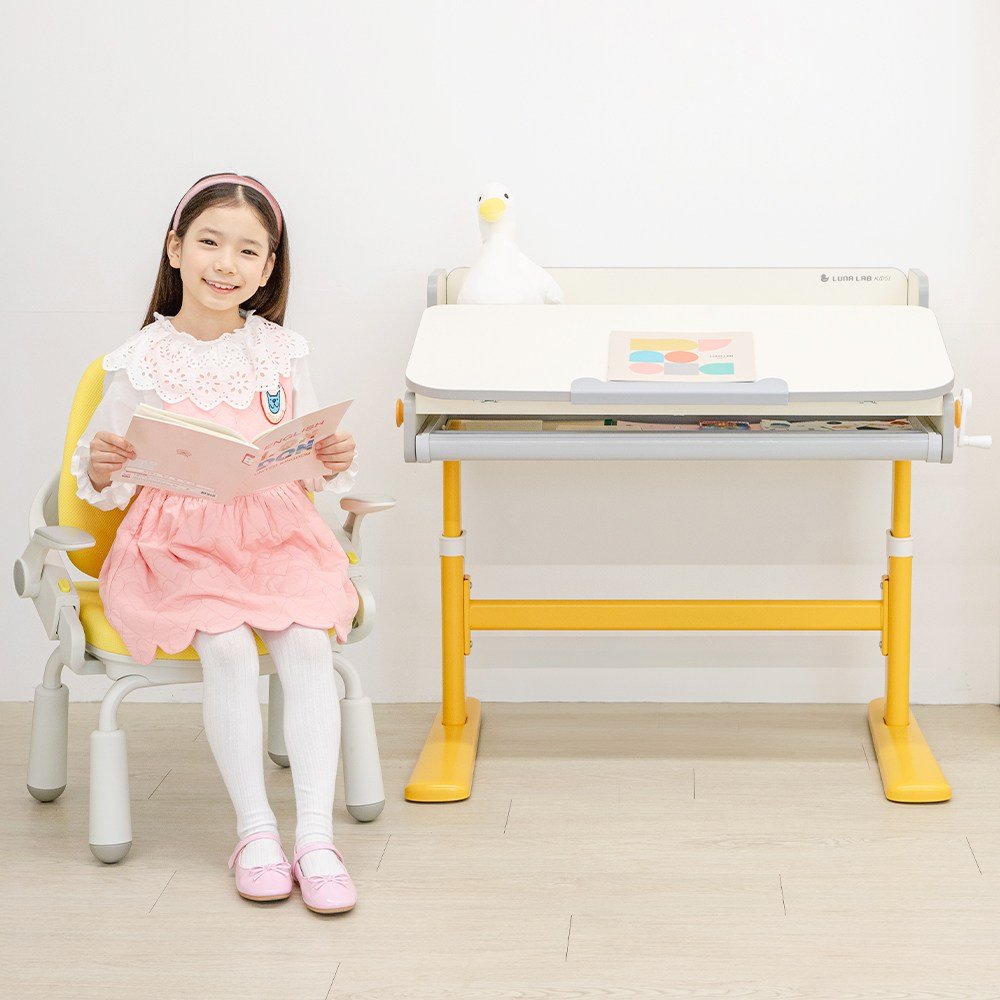 루나랩키즈 어린이 초등학생 바른자세 책상 옐로덕 초등 학생 공부 높이 각도 조절, 옐로덕 (기사설치) 상세 이미지 1