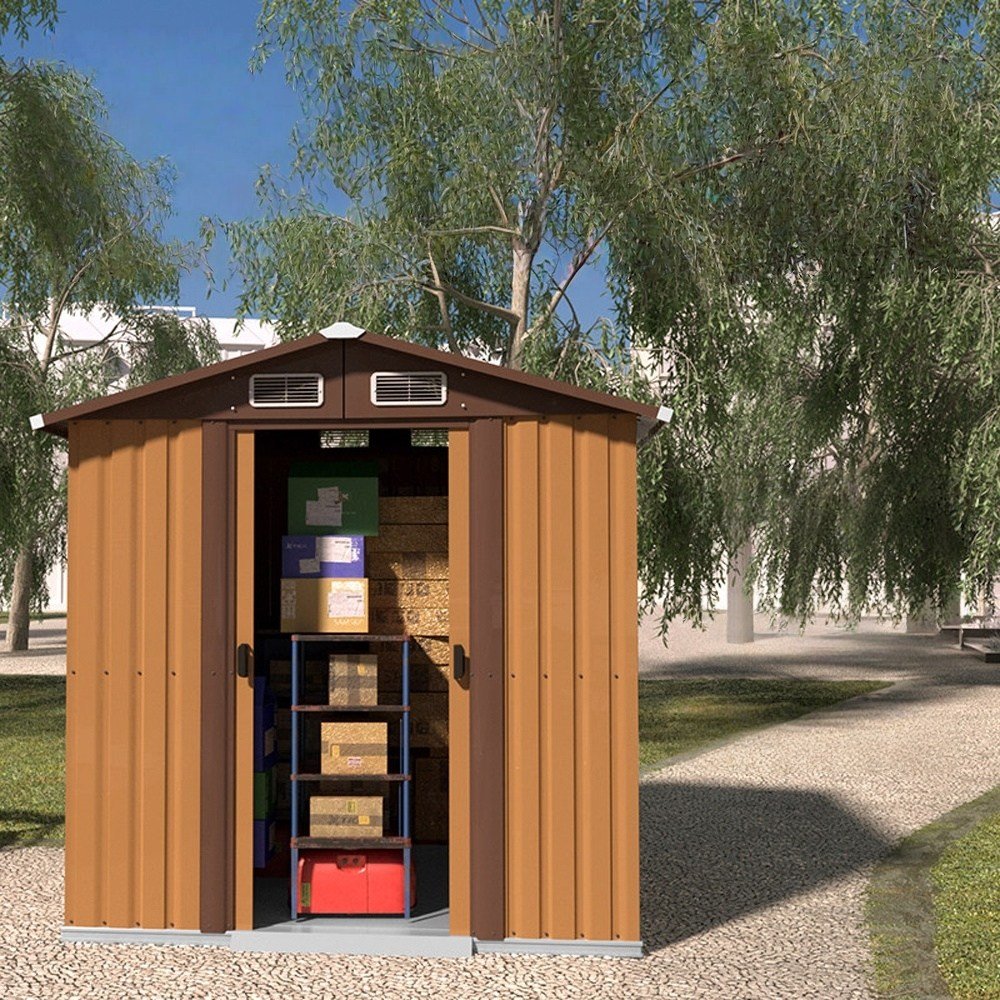 BUILDBOX 견고하고 설치가 쉬운 조립식 창고 농막 컨테이너 야외 간이 창고 콘테이너, B, 브라운 상세 이미지 2