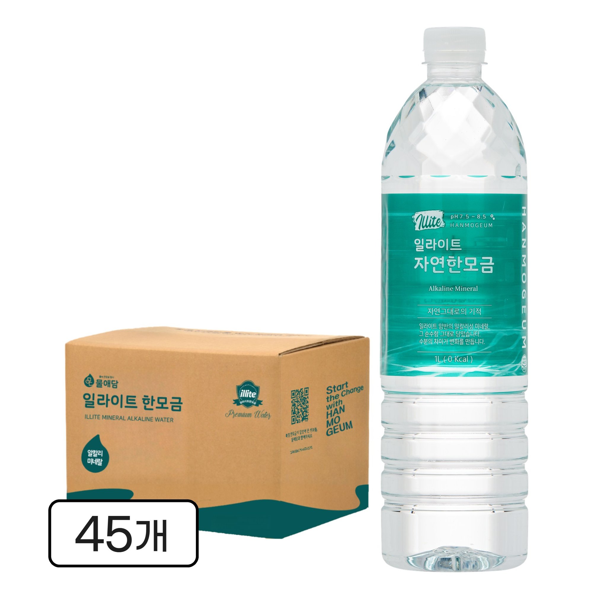 일라이트한모금 물애담 미네랄워터 알칼리수 자연한모금, 1L, 45개 상세 이미지 1