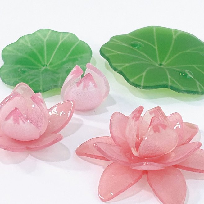 연꽃 연잎 비즈 불교 키링 악세사리 염주 팔찌 공예 만들기 DIY 부자재 재료, 연잎 소