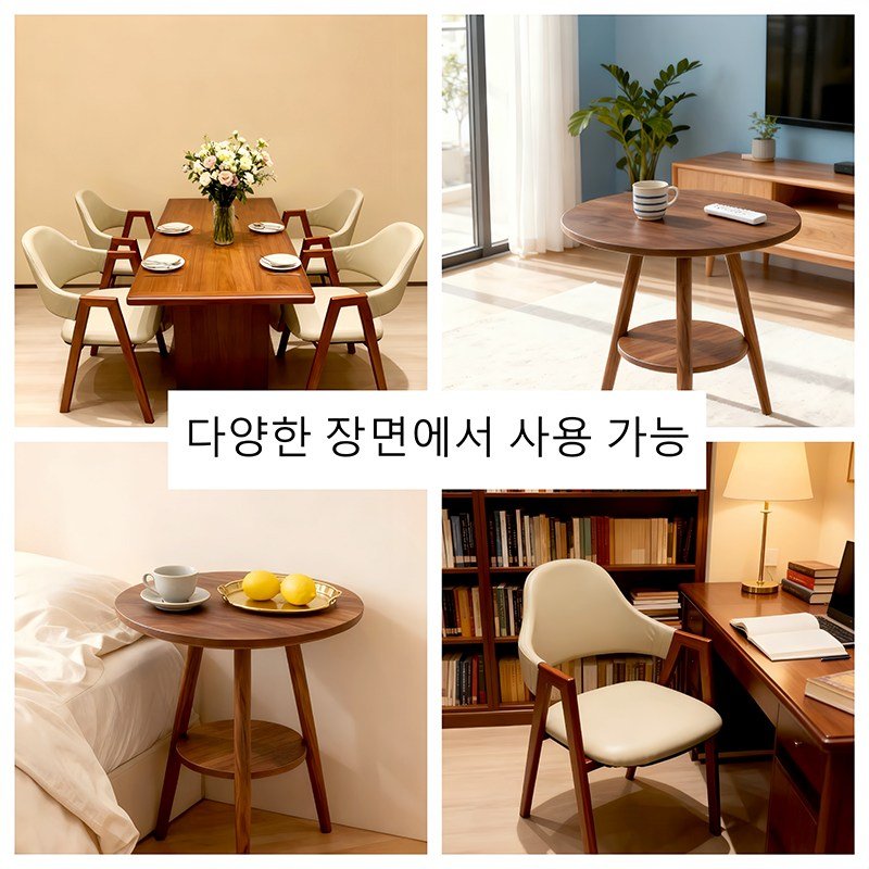 테이블의자세트 밀크티 카페 2인용 탁자 의자 원형 거실테이블, 가죽 식탁의자X2+원형테이블X1할인 상세 이미지 2