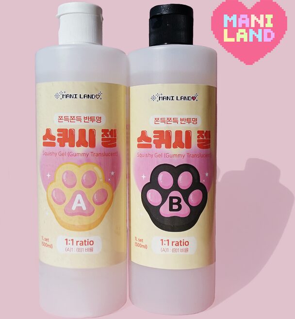 마니랜드 대용량 스퀴시 젤 1L / 공예용 말랑이 실리콘겔 슬라임 만들기 DIY 스퀴시젤, 1개, C. (대용량) 옐로라벨-쫀득 반투명