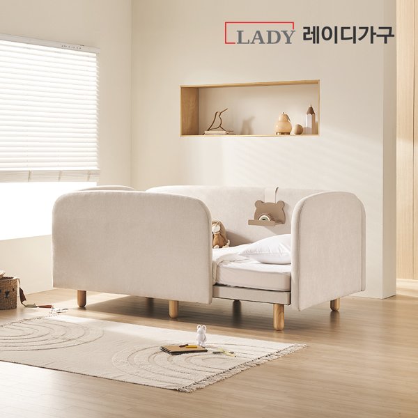 레이디가구 푸딩 기능성 패브릭 기본형 데이베드 SS, 바닐라베이지 상세 이미지 2