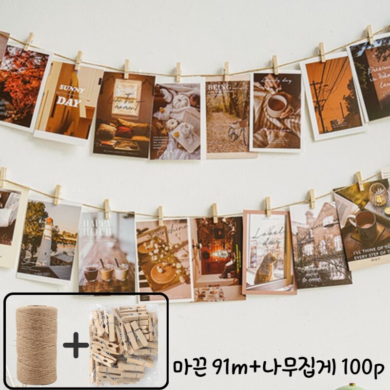 마끈 91m + 나무집게 100p 장식세트, 혼합색상, 1세트 상세 이미지 1
